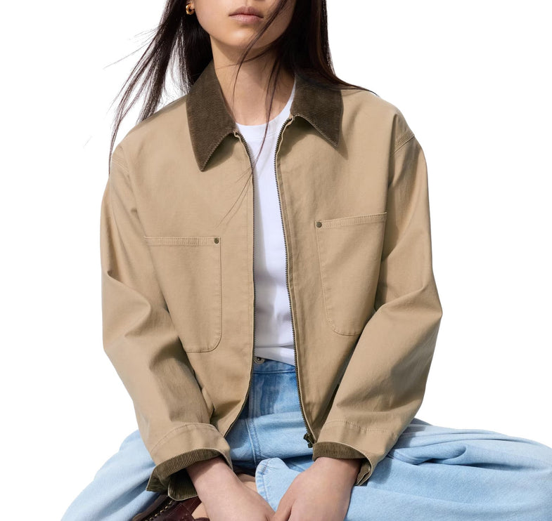 Uniqlo Women's Zip-Up Short Jacket 32 Beige