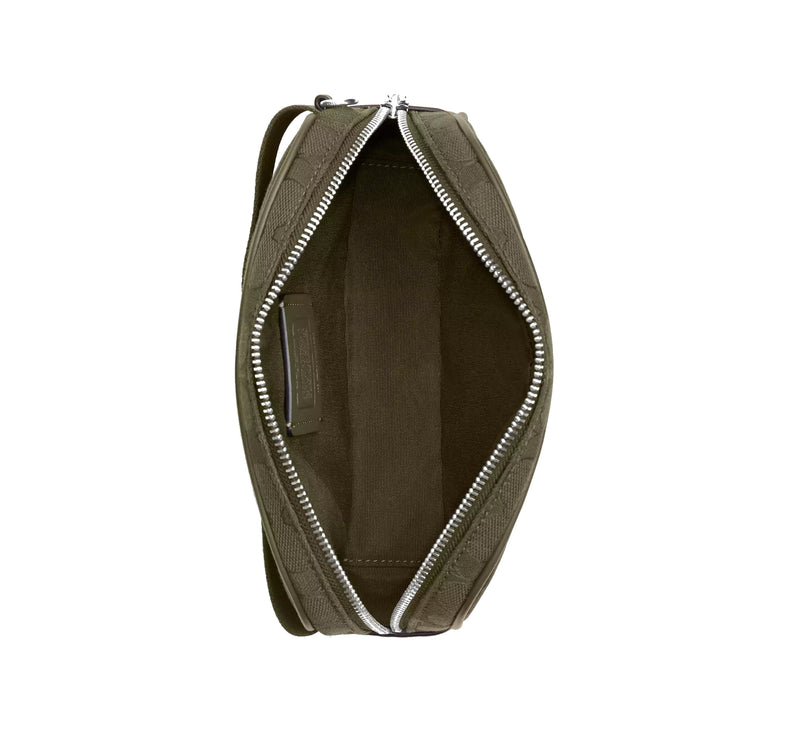 Coach Women's Pace Belt Bag In Signature Jacquard Silver/Olive Drab/Olive Drab