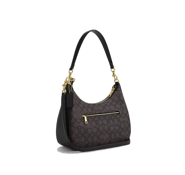 Coach Women's Teri Hobo Bag In Signature Canvas Gold/Walnut/Black