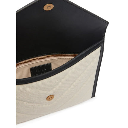 Pinko Women's Canvas Handbag With Printed Leather Trim Black