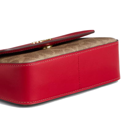 Coach Women's Mini Josie Top Handle Bag In Signature Canvas Gold/Tan/Carnation