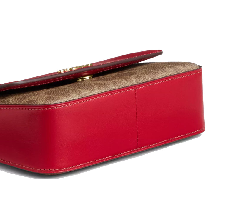 Coach Women's Mini Josie Top Handle Bag In Signature Canvas Gold/Tan/Carnation