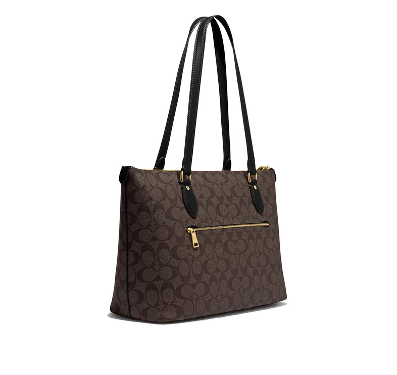 Coach Women's Gallery Tote In Signature Canvas Gold/Brown Black