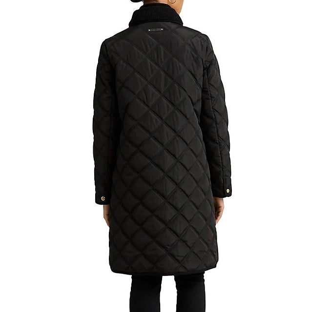Polo Ralph Lauren Women's Long Diamond Quilted Jacket Black
