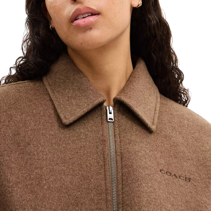Coach Women's Zip Front Wool Jacket Teddy Bear