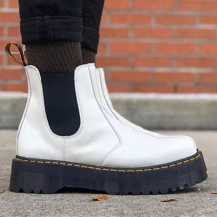 Dr. Martens 2976 Smooth Leather Platform Chelsea Boots White