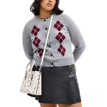 Coach Women's Mollie Tote Bag 25 With Star Print Novelty Leather/White/Silver