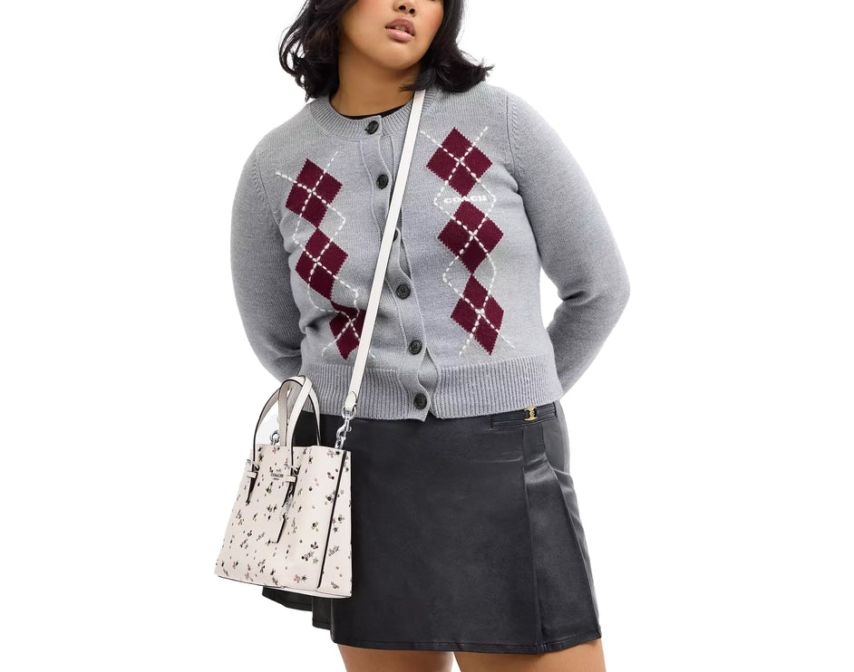 Coach Women's Mollie Tote Bag 25 With Star Print Novelty Leather/White/Silver