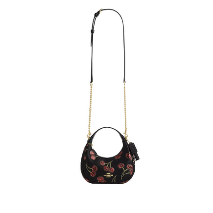 Coach Women's Carmen Mini Crossbody Bag With Cherry Print Gold/Black Multi