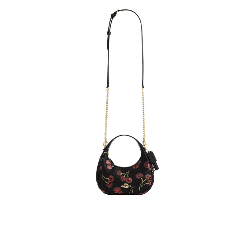 Coach Women's Carmen Mini Crossbody Bag With Cherry Print Gold/Black Multi