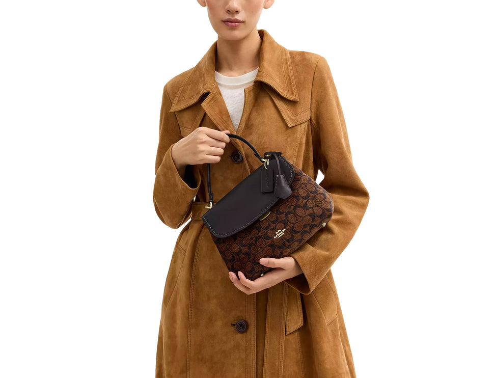 Coach Women's Emory Top Handle Bag In Signature Chenille Gold/Truffle