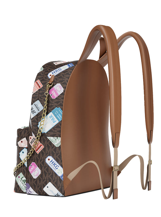 Michael Kors Women's Slater Medium Printed Signature Logo Backpack Brown