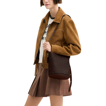 Coach Women's Bleecker Bucket Bag 21 In Signature Canvas Brass