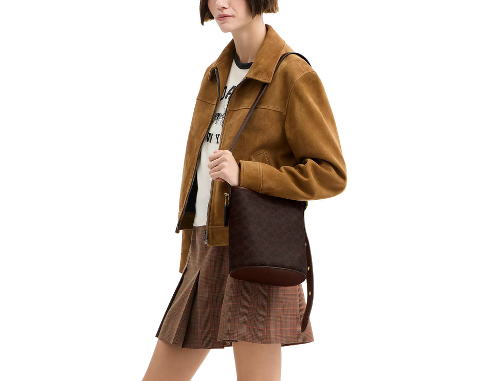 Coach Women's Bleecker Bucket Bag 21 In Signature Canvas Brass