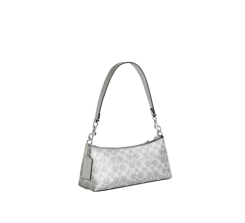 Coach Women's Charlotte Shoulder Bag In Signature Canvas Silver/Gray/Silver