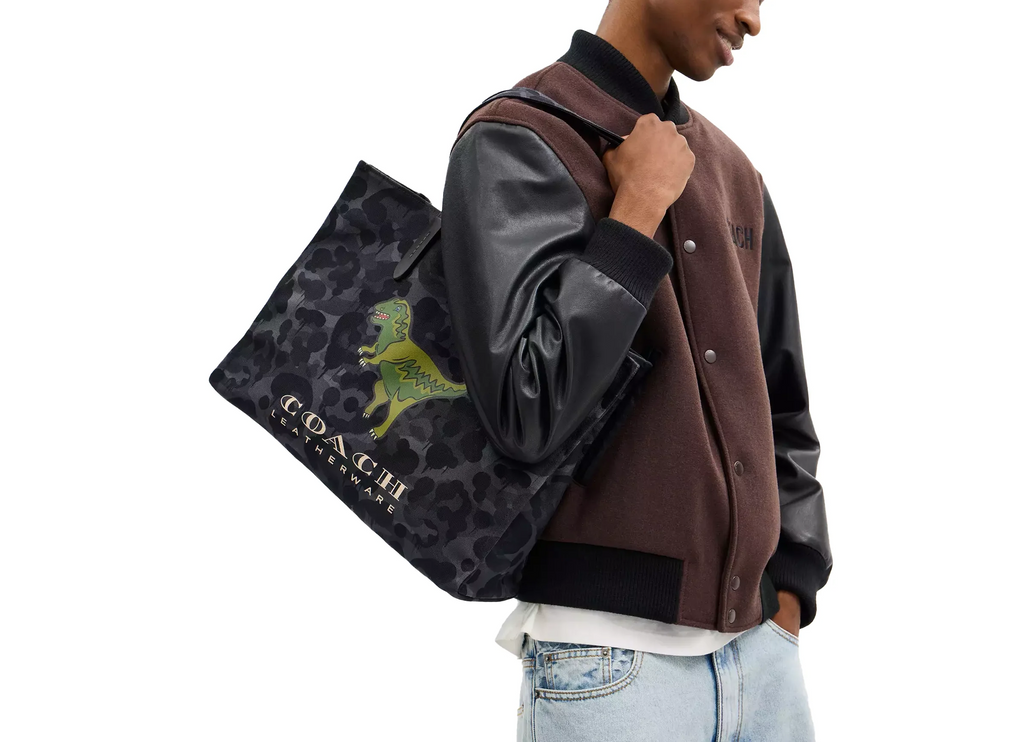 Coach Unisex Tote With Camo Print And Rexy Charcoal Multi