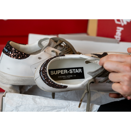 Golden Goose Women's Super Star Glitter with Brown Star