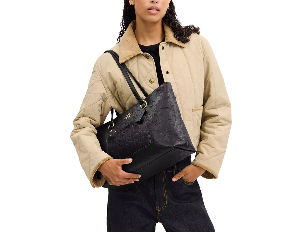 Coach Women's Station Tote Bag In Signature Leather Gold/Black