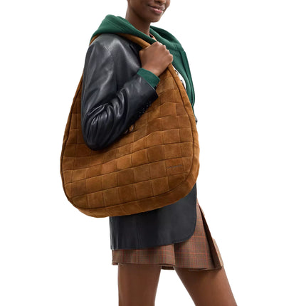Coach Women's Alter/Ego Large Crescent Shoulder Bag In Upcrafted Suede upcrafted™ Leather/Warm Brown