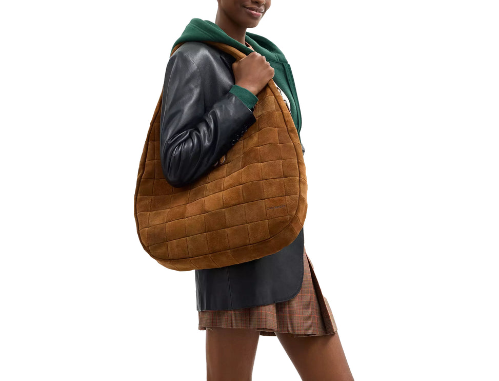 Coach Women's Alter/Ego Large Crescent Shoulder Bag In Upcrafted Suede upcrafted™ Leather/Warm Brown