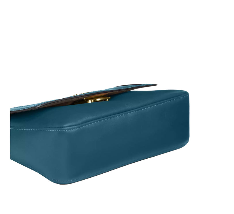 Coach Women's Etta Small Flap Shoulder Bag Gold/Teal Ink