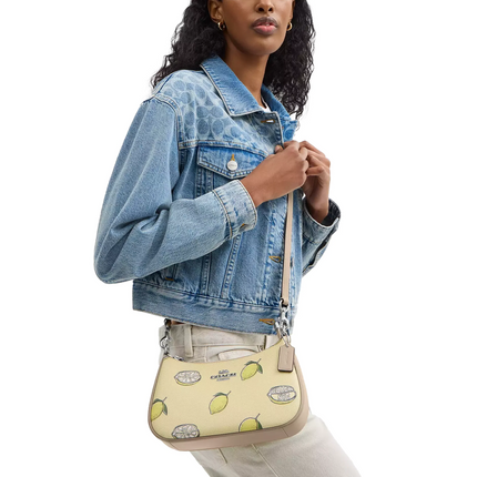 Coach Women's Teri Shoulder Bag With Lemon Print Silver/Garden Glade Multi