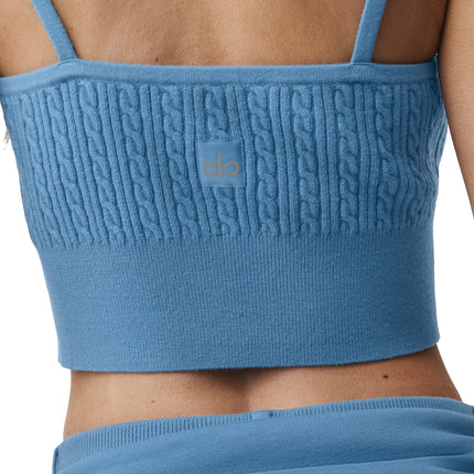 alo Women's Mini Cable Sweater Tank California Blue
