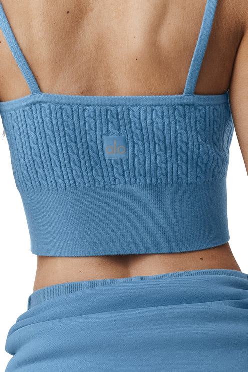 alo Women's Mini Cable Sweater Tank California Blue