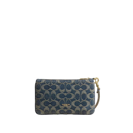 Coach Women's Ashton Wristlet In Signature Regenerative Cotton Denim Gold/Denim