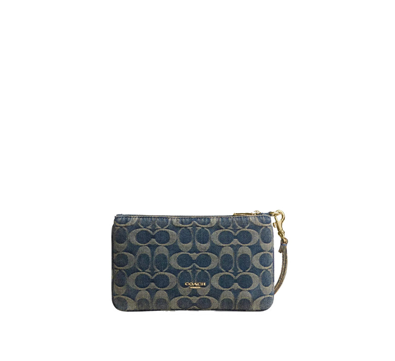 Coach Women's Ashton Wristlet In Signature Regenerative Cotton Denim Gold/Denim