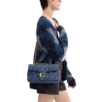 Coach Women's Tabby Shoulder Bag 26 With Quilting Denim/Brass/Indigo