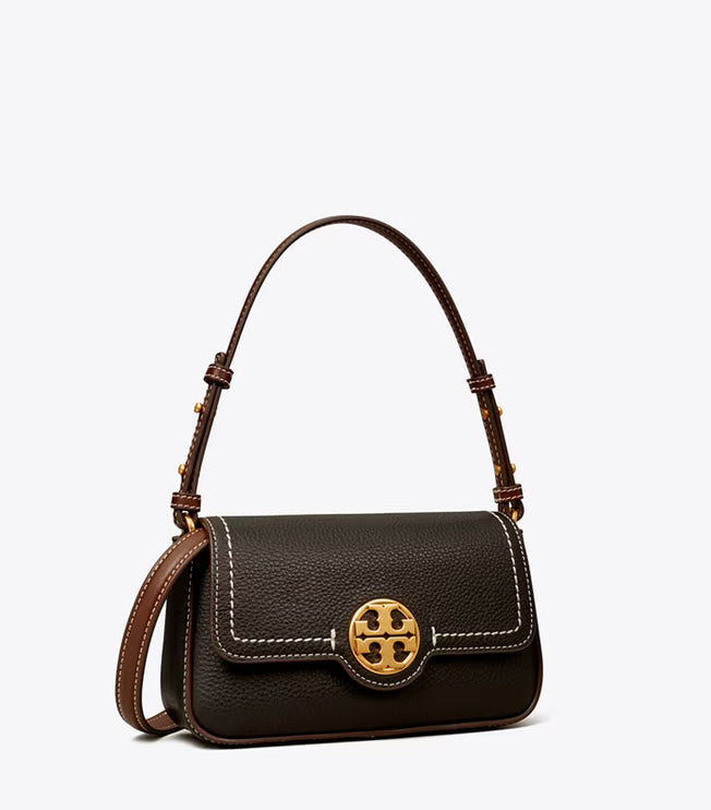 Tory Burch Women's Mini Leather Flap Shoulder Bag Black
