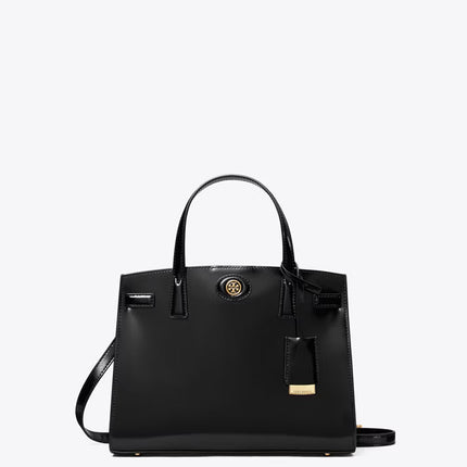 Tory Burch Women's Small Robinson Spazzolato Satchel Black