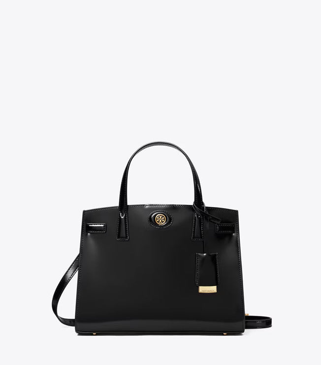 Tory Burch Women's Small Robinson Spazzolato Satchel Black