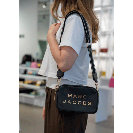 Marc Jacobs Women's Flash Leather Crossbody Bag Colorblock Black/Gold