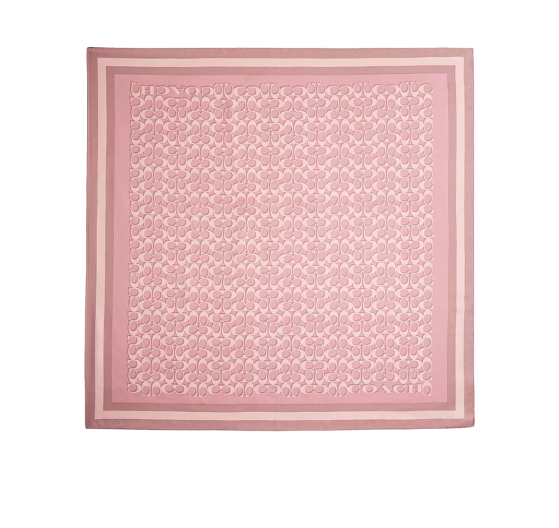 Coach Women's Signature Silk Square Scarf Dusty Pink