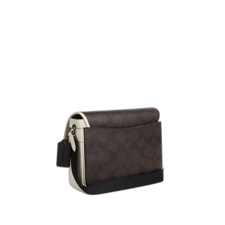 Coach Women's Racer Messenger Bag In Blocked Signature Canvas 1 J/Walnut/Chalk