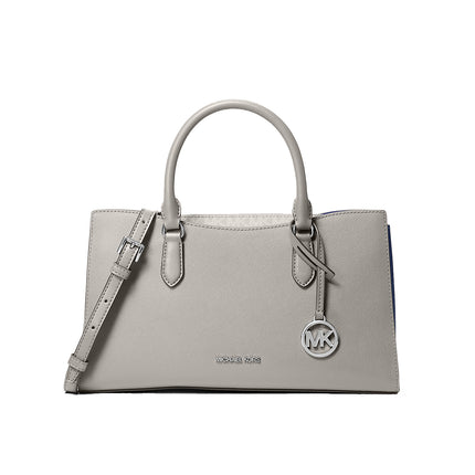 Michael Kors Women's Arden Medium Top-Zip Satchel Pearl Grey