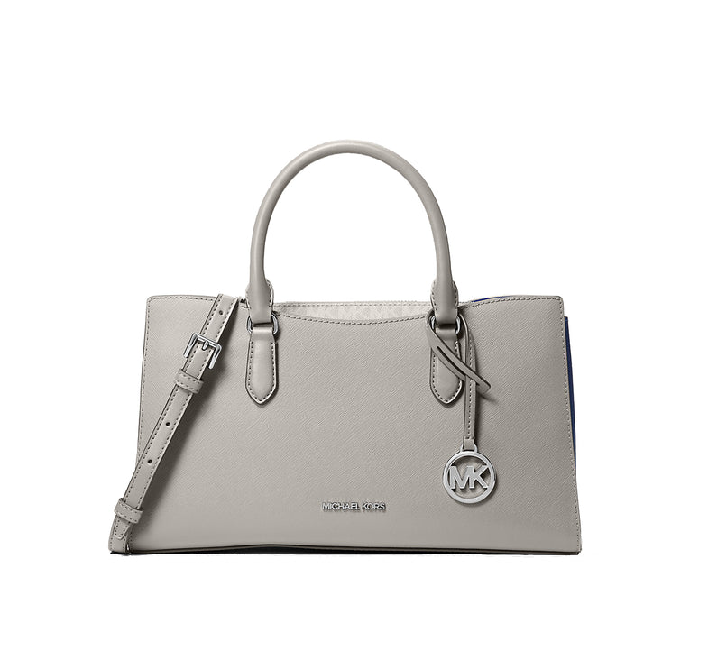 Michael Kors Women's Arden Medium Top-Zip Satchel Pearl Grey