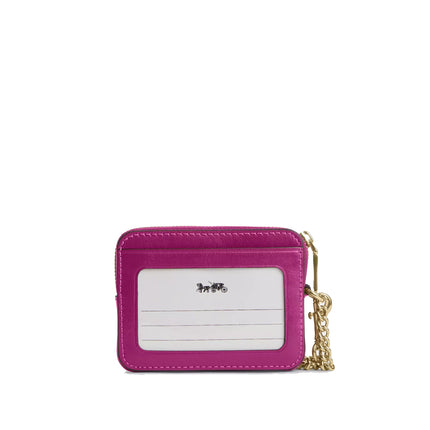 Coach Women's Zip Card Case Gold/Magenta