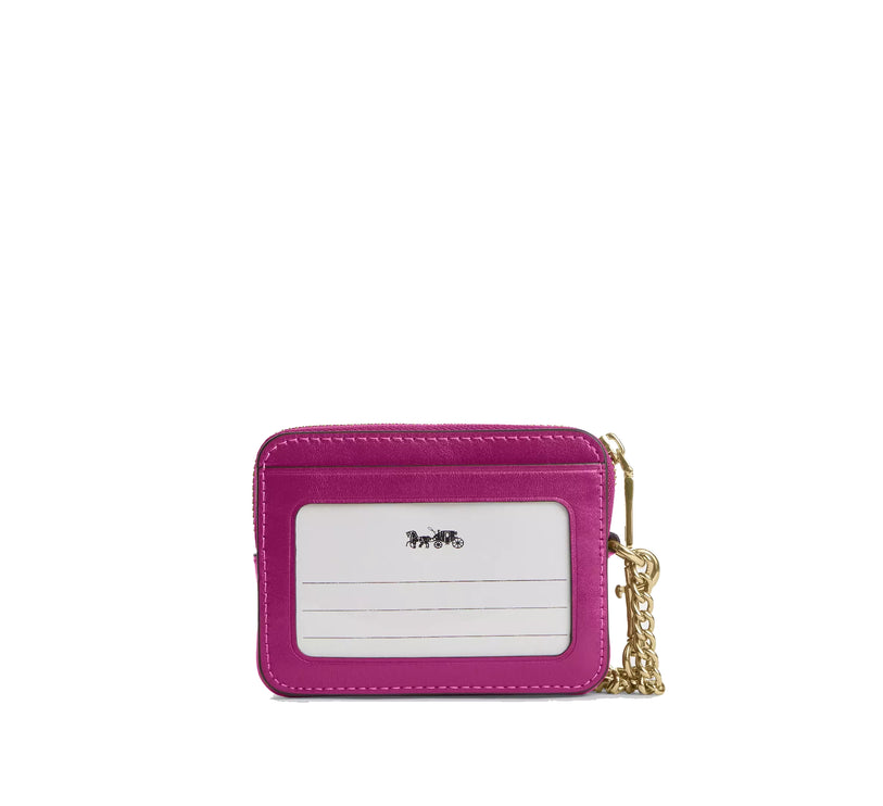 Coach Women's Zip Card Case Gold/Magenta