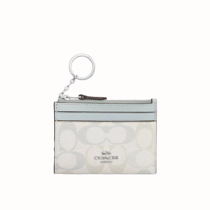 Coach Women's Mini Skinny Id Case In Pretty Signature Canvas Silver/Chalk/Blue