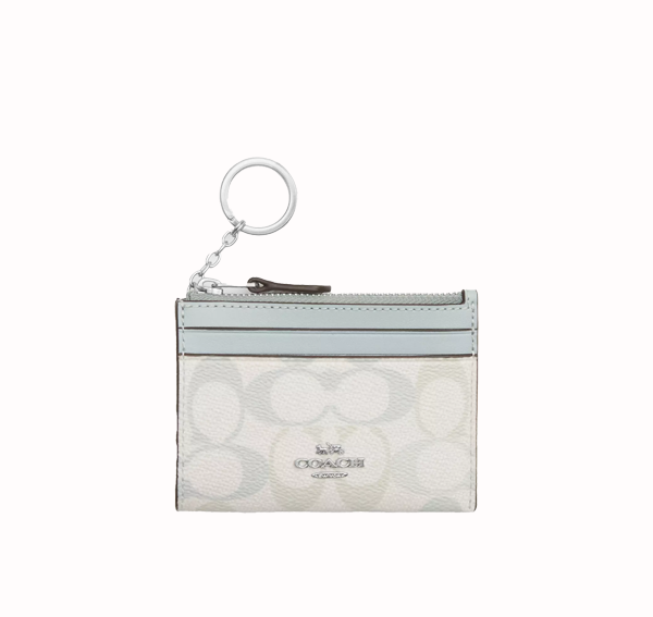 Coach Women's Mini Skinny Id Case In Pretty Signature Canvas Silver/Chalk/Blue