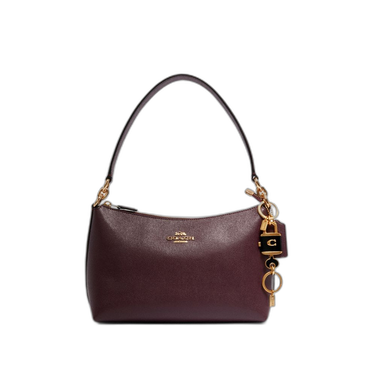 Coach Women's Lock And Key Bag Charm Key Ring Gold/Black