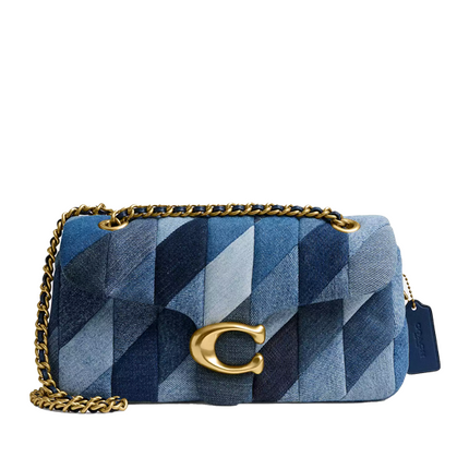 Coach Women's Tabby Shoulder Bag 26 With Patchwork Quilting Brass/Denim