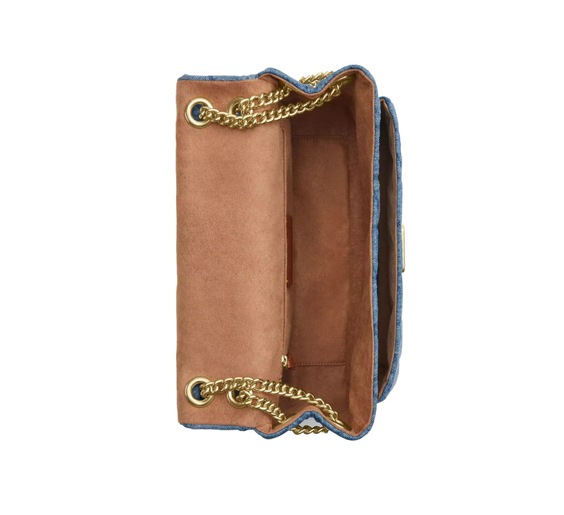 Coach Women's Elodie Crossbody Bag In Regenerative Cotton With Quilting Gold/Indigo