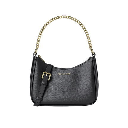 Michael Kors Women's Jet Set Large Pebbled Leather Convertible Crossbody Bag Black/Gold