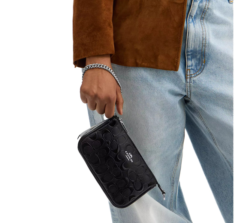 Coach Women's Nolita 19 In Signature Leather With Heart Charm Silver/Black