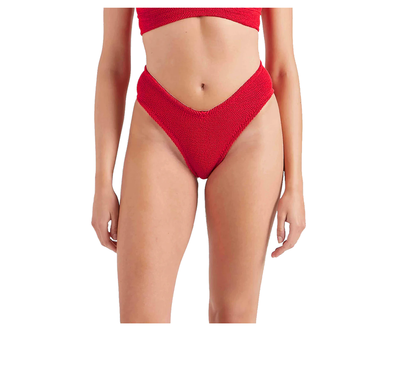 HUNZA G Women's V Waist Bikini Bottom Red