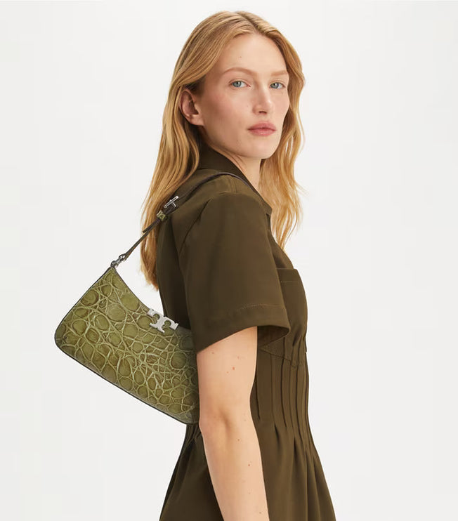 Tory Burch Women's Eleanor Croc-Embossed Slim Shoulder Bag Soft Ivy
